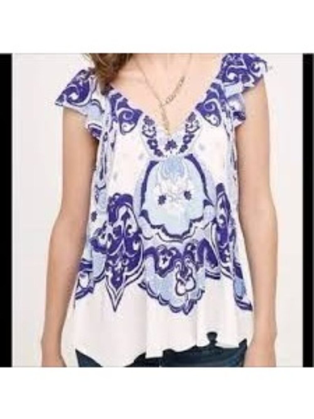 Anthropologie Maeve Blue White Clana Swing Blouse Top US 4